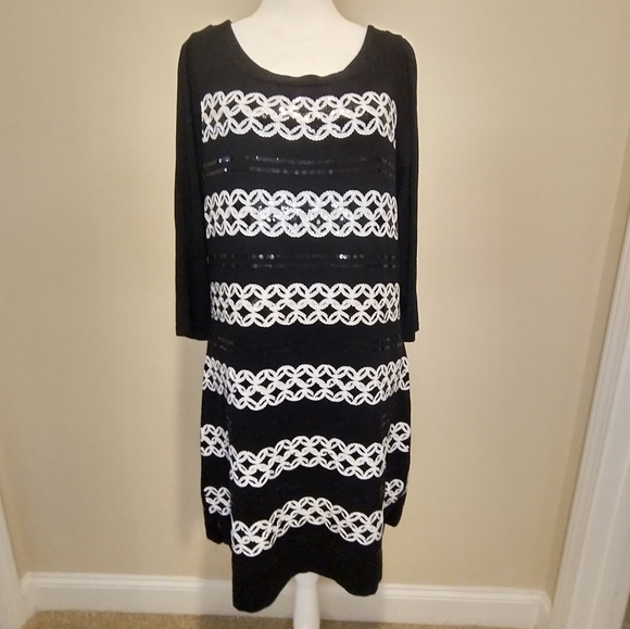 White House Black Market Dresses & Skirts - White House Black Market Black Dress With White Sequin Detailing.